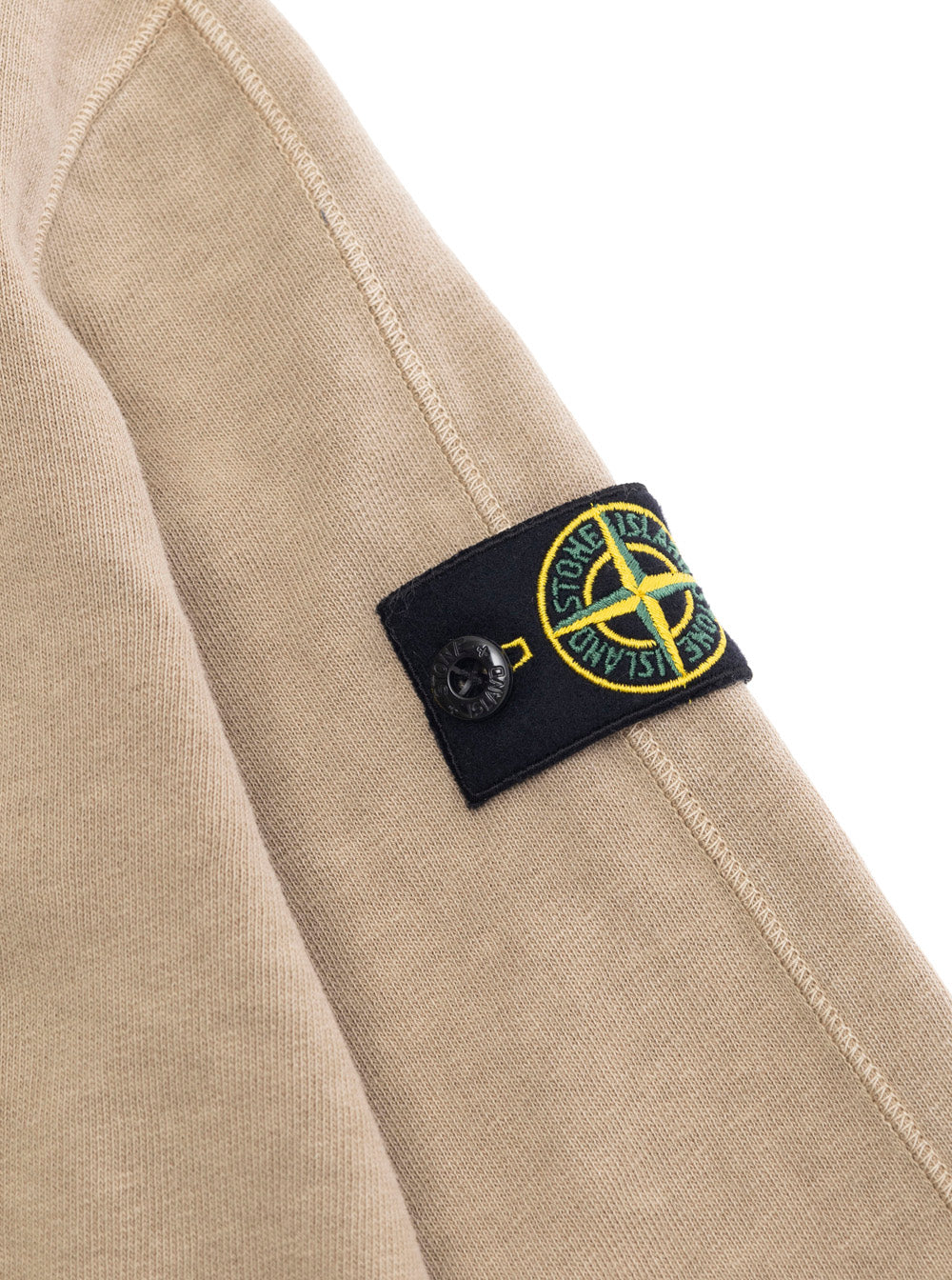 Beige Sweatshirt With Round Neck And Logo Patch On The Sleeve Cotton Boy Sweatshirts