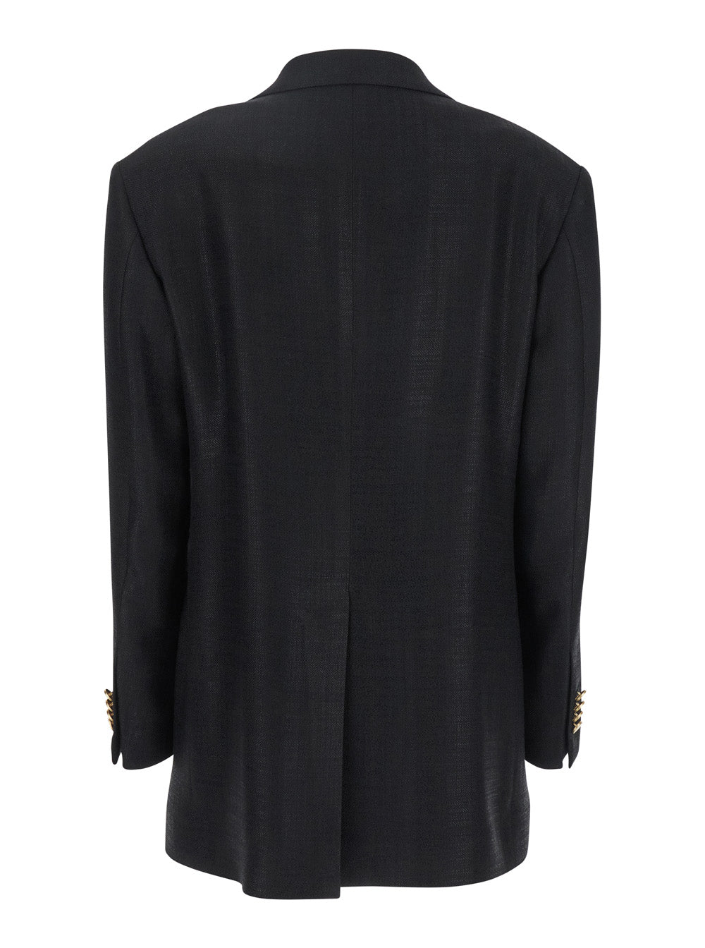 Black Jacket with Pointed Lapels and Front Pockets in Viscose Blend Woman Polyamide Blazers
