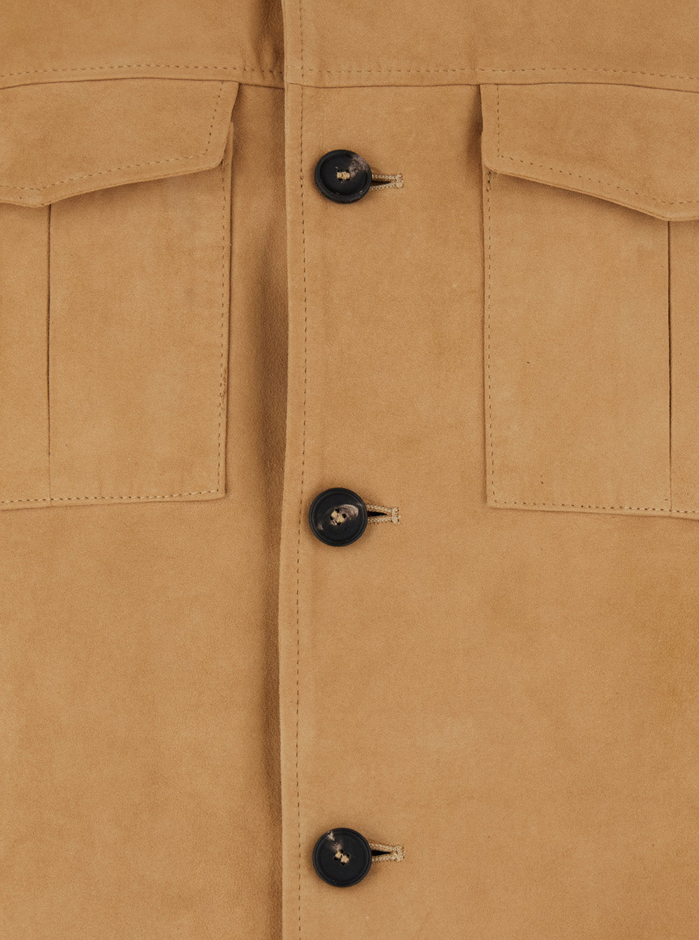 Beige Jacket with Classic Collar in Suede Man Lamb Leather Outerwear