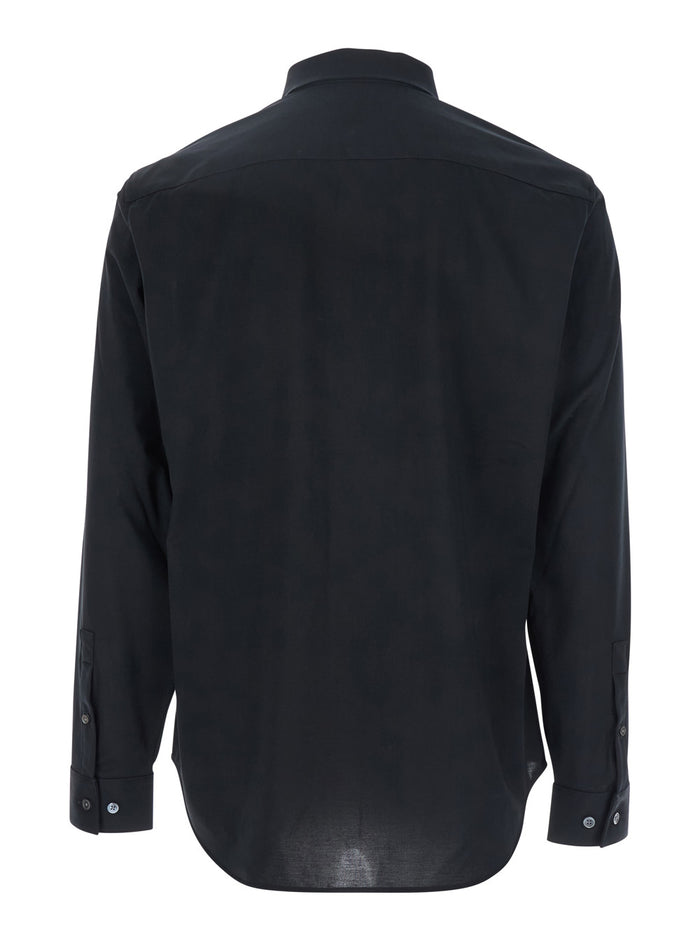 Sylvain Black Shirt With Pointed Collar Cotton Blend Man Cotone Poliestere And Blouses