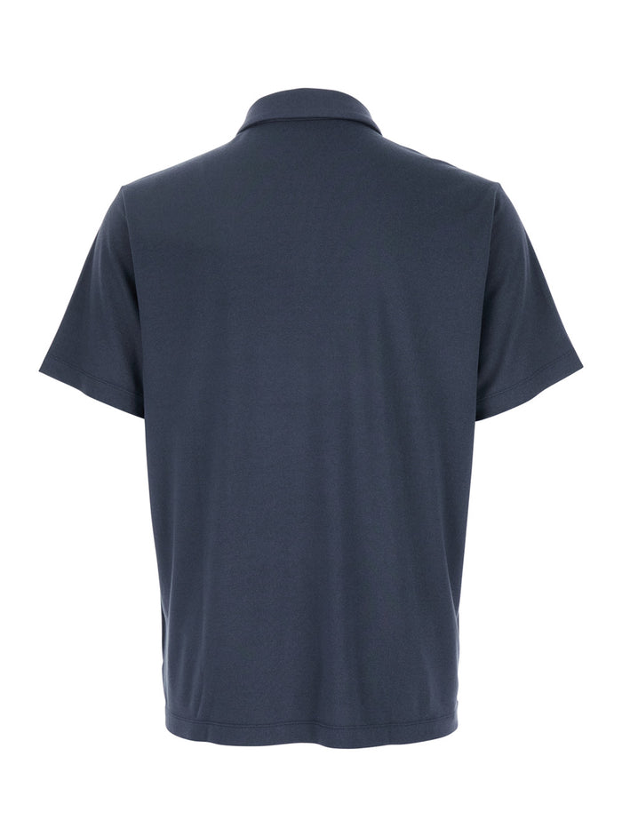 Blue Polo Shirt With Classic Collar And Front Button Closure Cotton Man Blu Tshirts