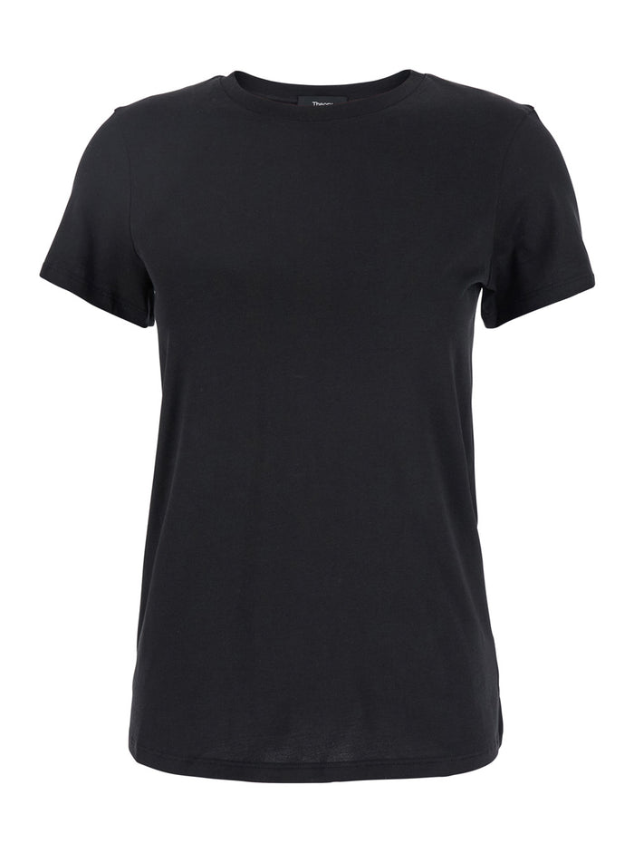 Black Crewneck T-Shirt Cotton Woman Tshirts And Polo Shirts