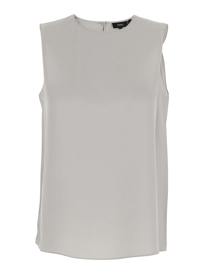 Straight Shell Metallic T-Shirt With Round Neck Silk Woman Jersey