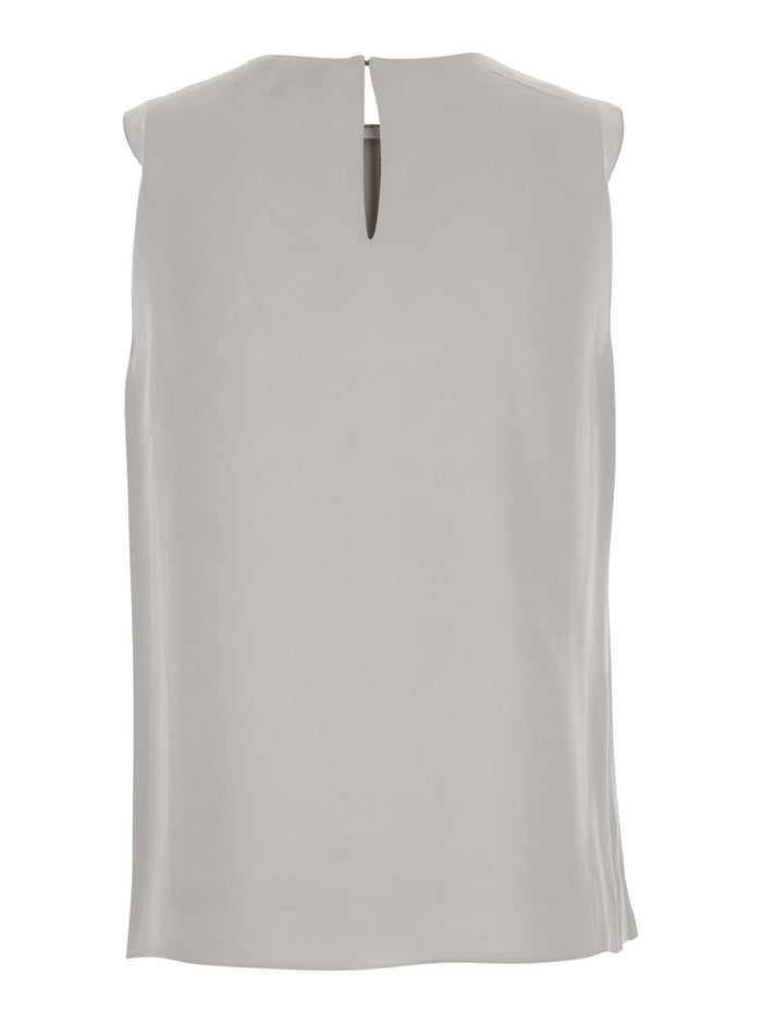 Straight Shell Metallic T-Shirt With Round Neck Silk Woman Jersey