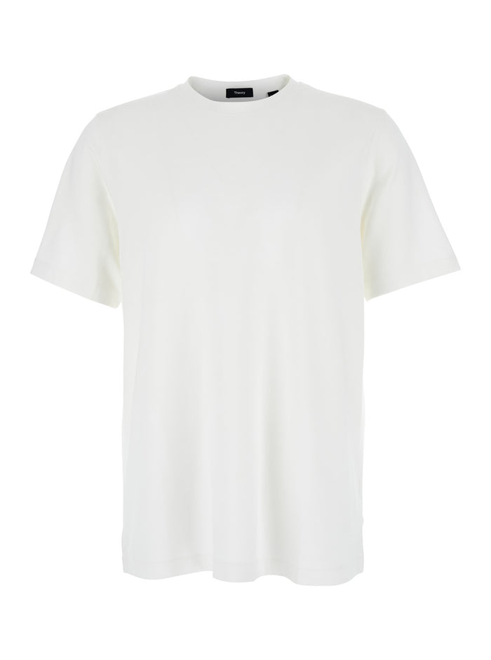 White Crewneck T-Shirt Viscose Blend Stretch Man Tshirts And Polo Shirts
