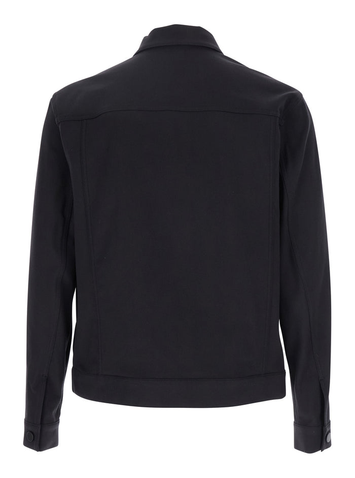 River Black Jacket With Classic Collar Cotton Blend Stretch Man Lana Cashmere