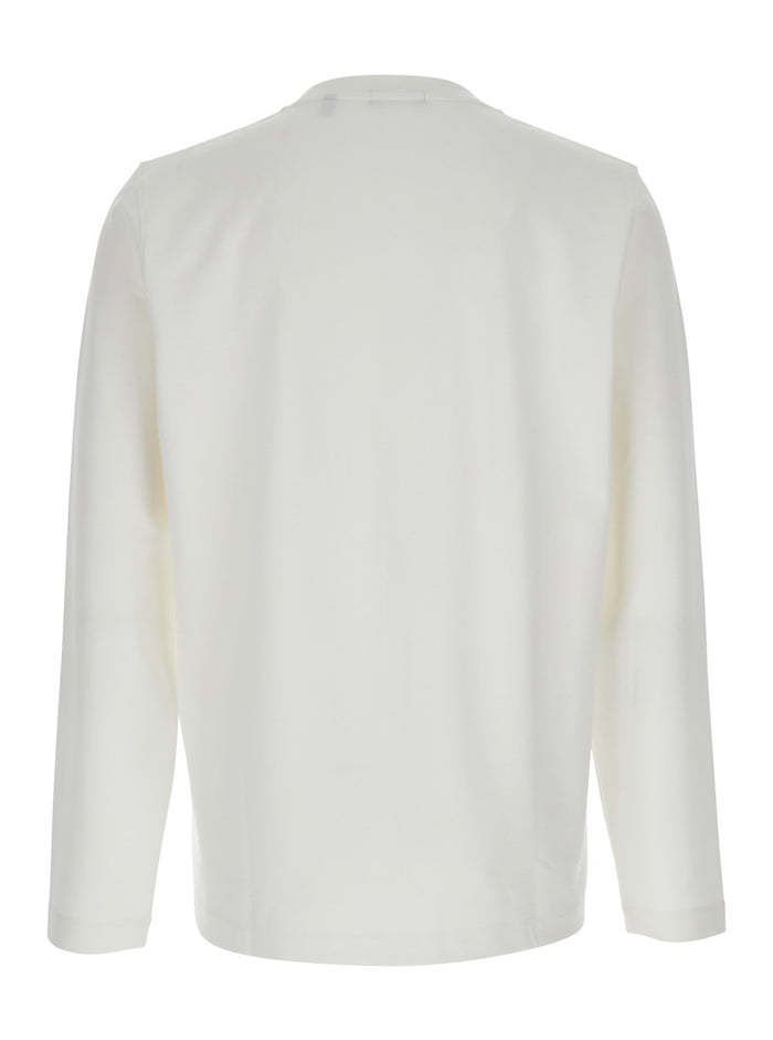 Ryder White Crewneck T-Shirt With Long Sleeves Viscose Blend Stretch Man Polyamide Elastam Tshirts And Polo Shirts