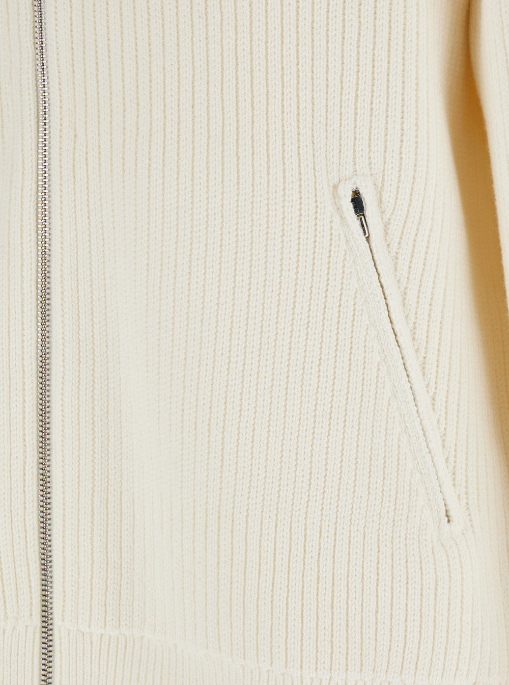 White Jacket With Mandarin Collar And Two Front Zipped Pockets Cotton Cashmere Blend Man