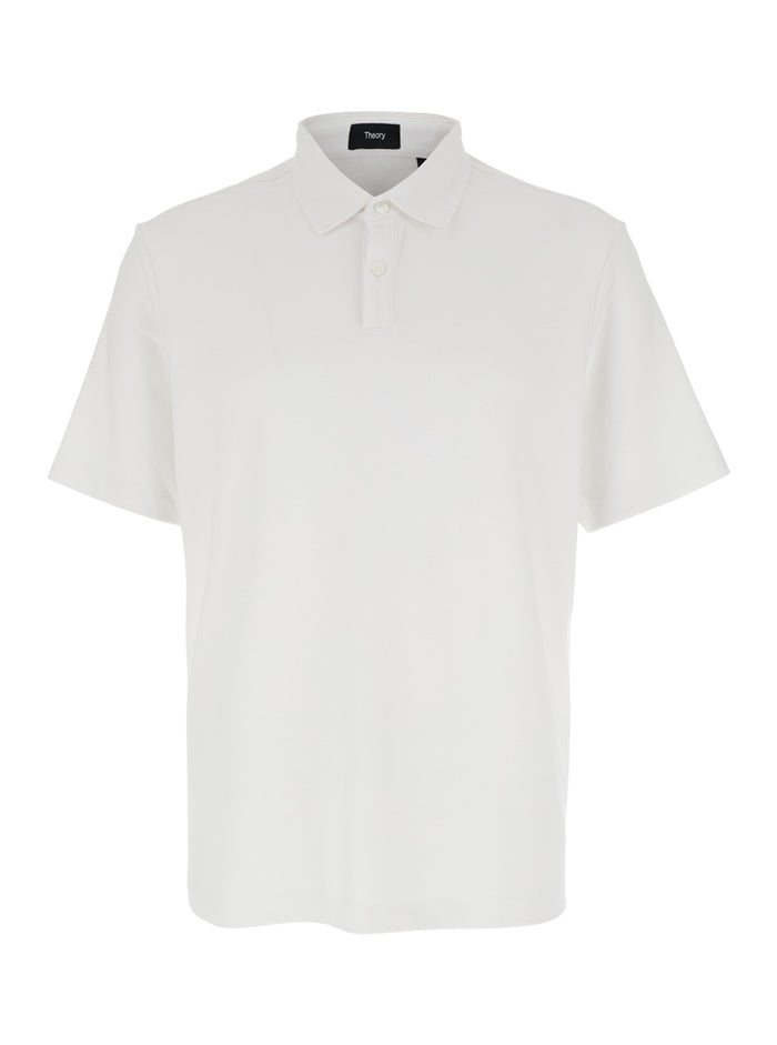 White Polo Shirt with Button Closure in cotton Man Tshirts And