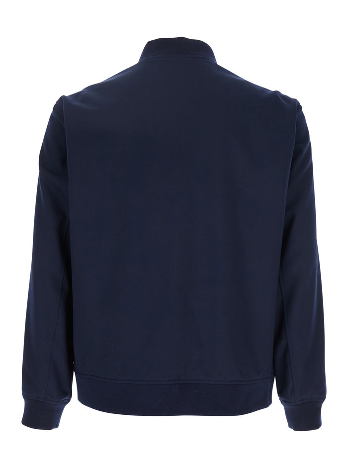 Blue Bomber Jacket With Snap Button Closure Wool Blend Man Blu