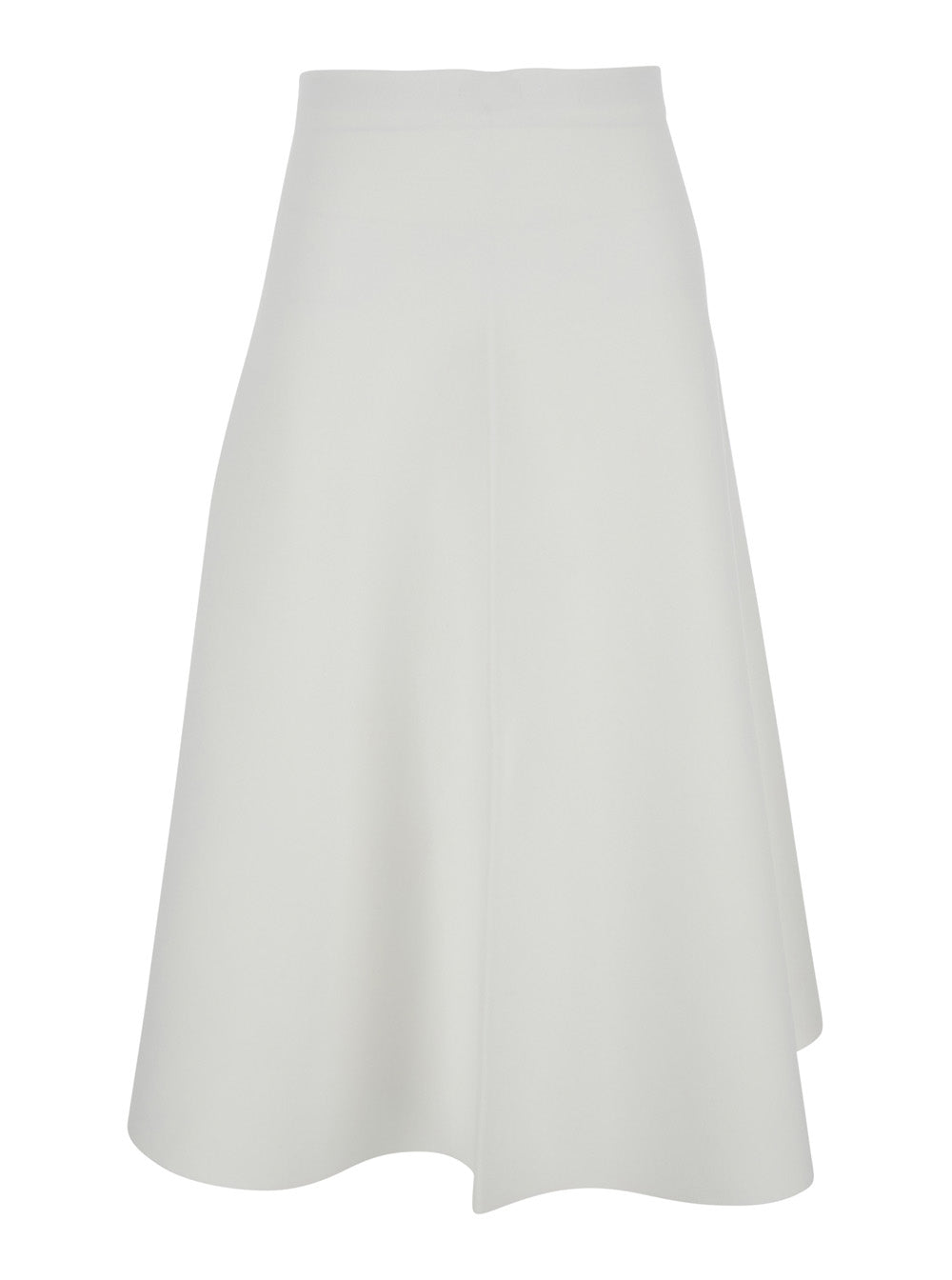 White Mid-Waist Flared Skirt Viscose Blend Woman