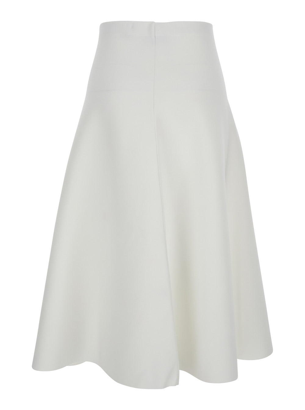 White Mid-Waist Flared Skirt Viscose Blend Woman