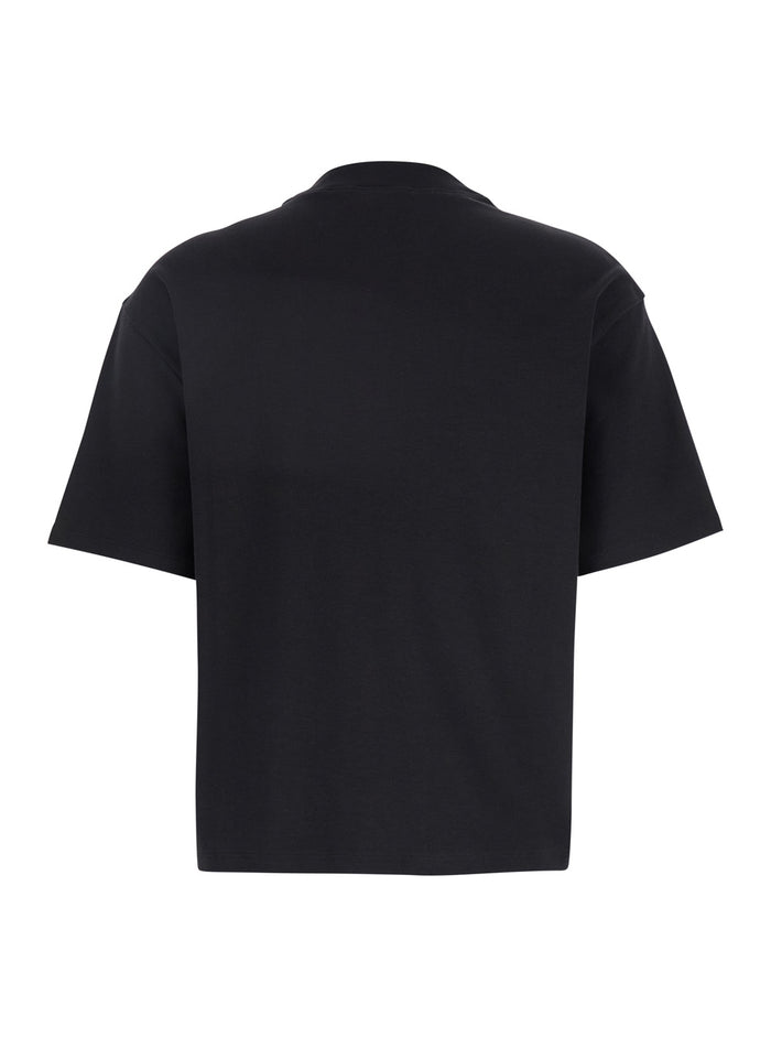 Black Crewneck T-Shirt With Short Sleeve Cotton Woman Jersey