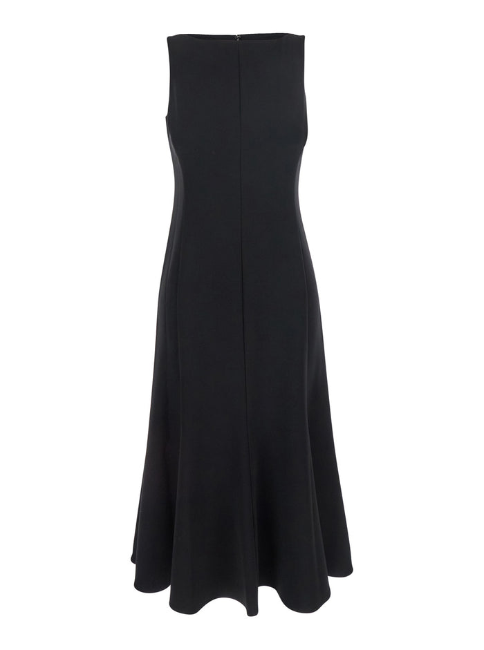 Mermaid Black Sleeveless Dress With Round Neck Tech Fabric Woman Triacetate Polyester Long