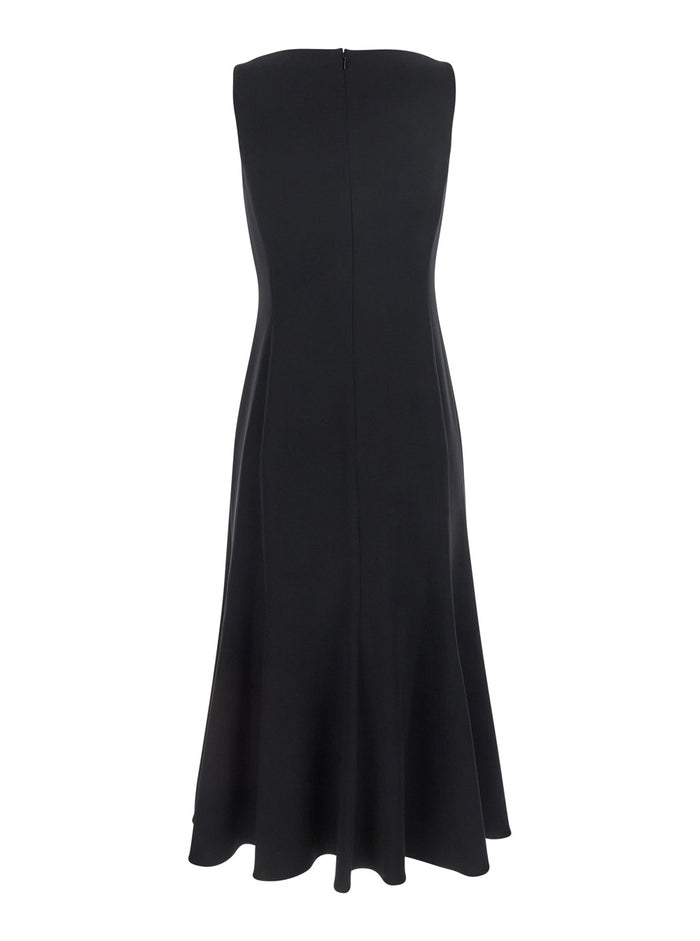 Mermaid Black Sleeveless Dress With Round Neck Tech Fabric Woman Triacetate Polyester Long
