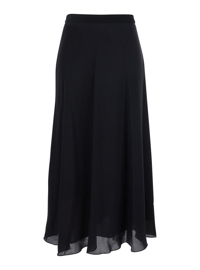 Black Skirt With Elastic Waist Silk Woman