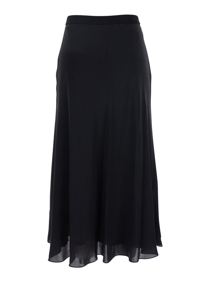 Black Skirt With Elastic Waist Silk Woman