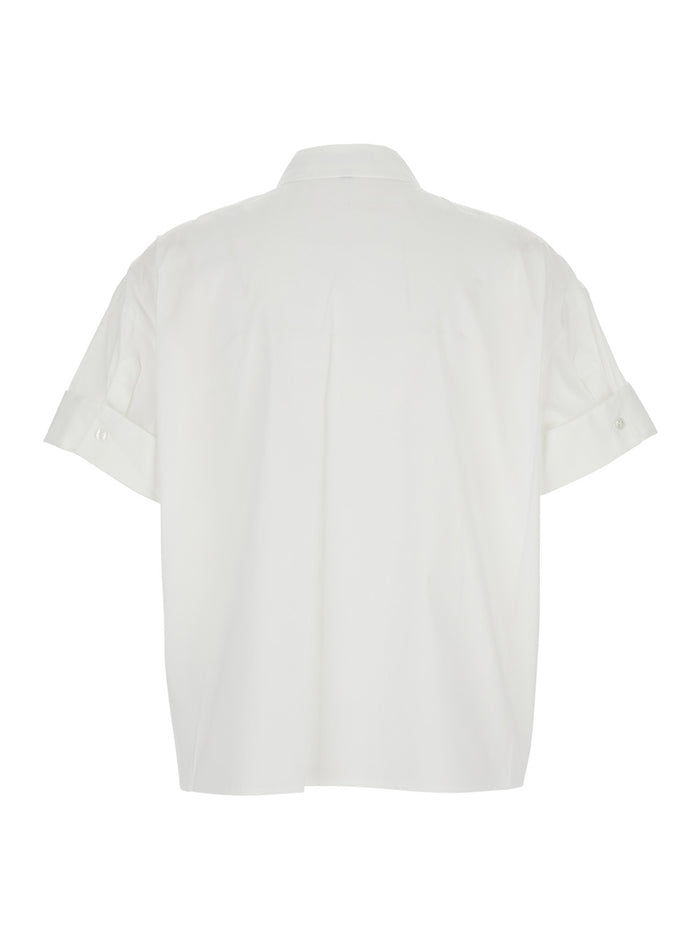 White Shirt With Classic Collar Cotton Blend Woman Nylon Spandex And Blouses
