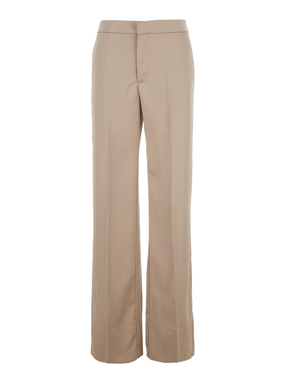Beige Pants with Pences on the Front in Tech Fabric Woman Trousers