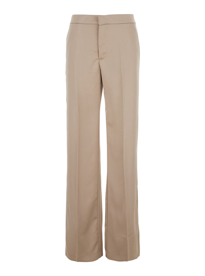 Beige Pants with Pences on the Front in Tech Fabric Woman Trousers