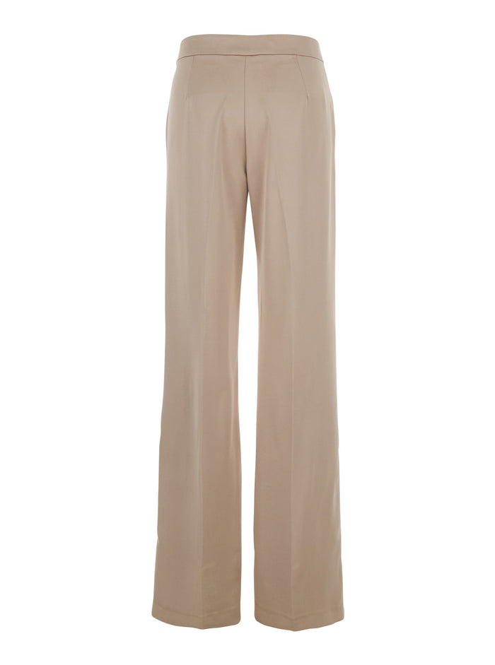 Beige Pants with Pences on the Front in Tech Fabric Woman Trousers