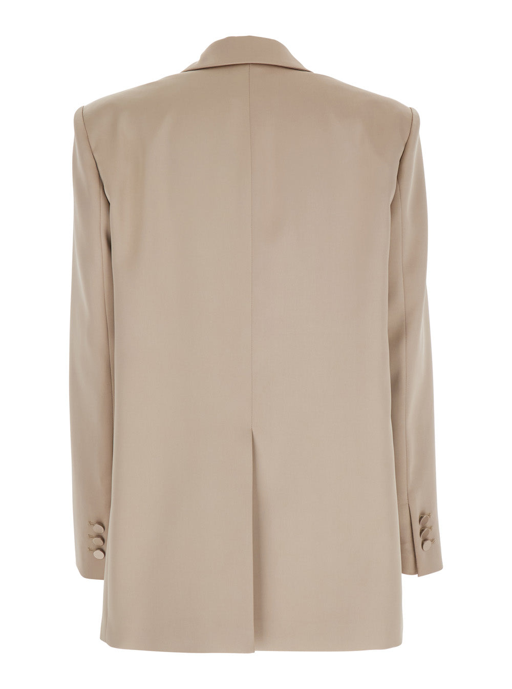 Guia Beige Single-Breasted Jacket with Notched Revers and Shoulder Pads in Wool Blend Stretch Woman Blazers