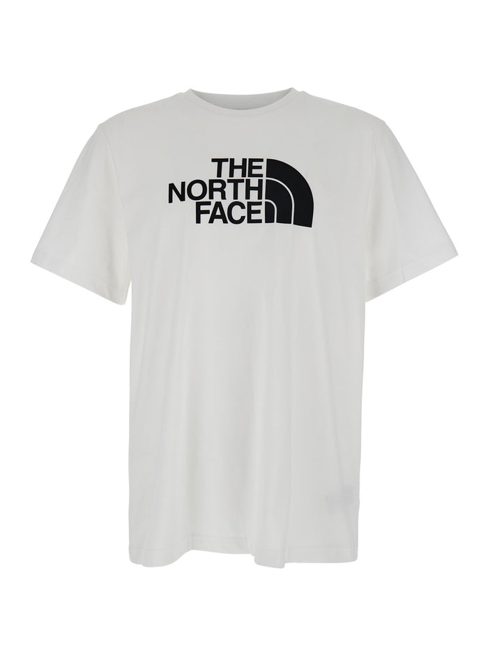 White T-Shirt with Maxi Logo Printed on the Front and Back in Cotton Blend Man Polyester Tshirts Polo Shirts
