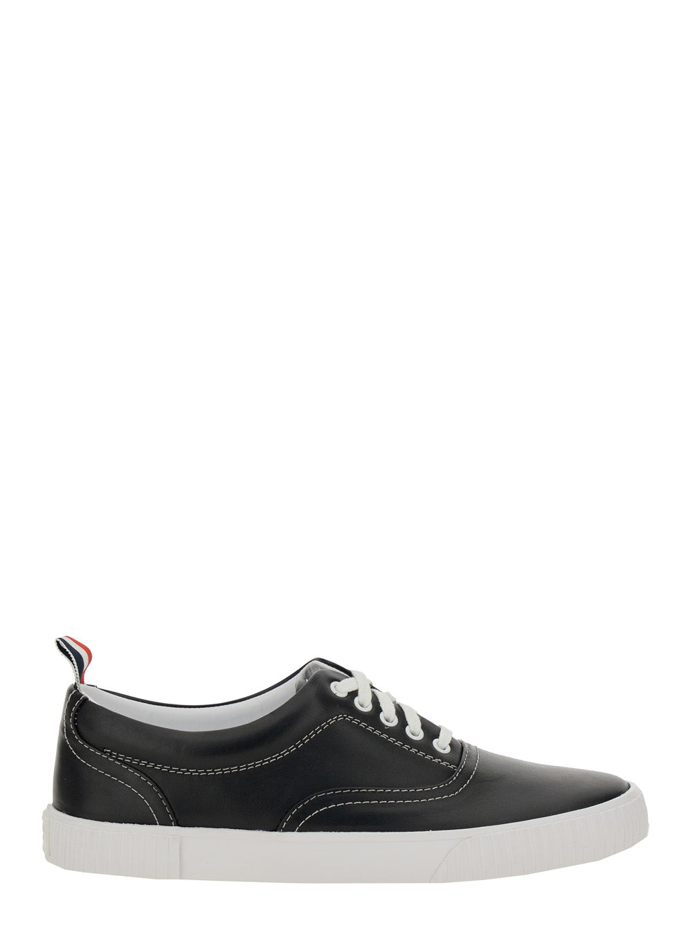 Heritage Black Sneakers with Logo Tab on Heel in Leather Man Calf