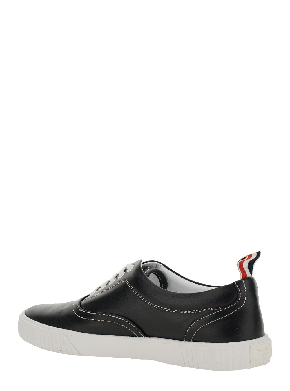 Heritage Black Sneakers with Logo Tab on Heel in Leather Man Calf