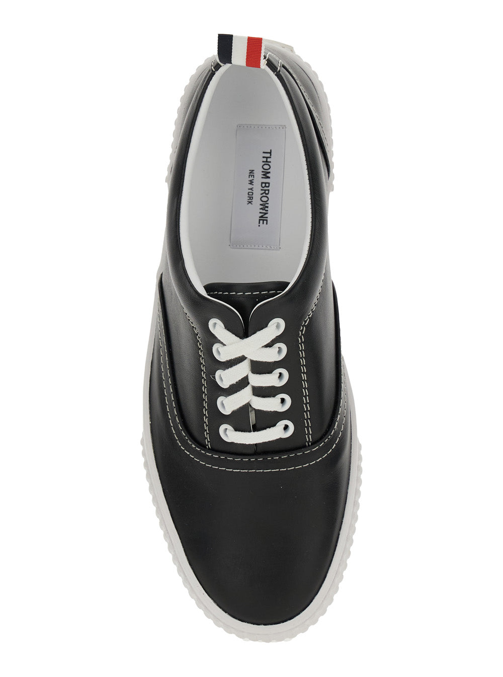 Heritage Black Sneakers with Logo Tab on Heel in Leather Man Calf
