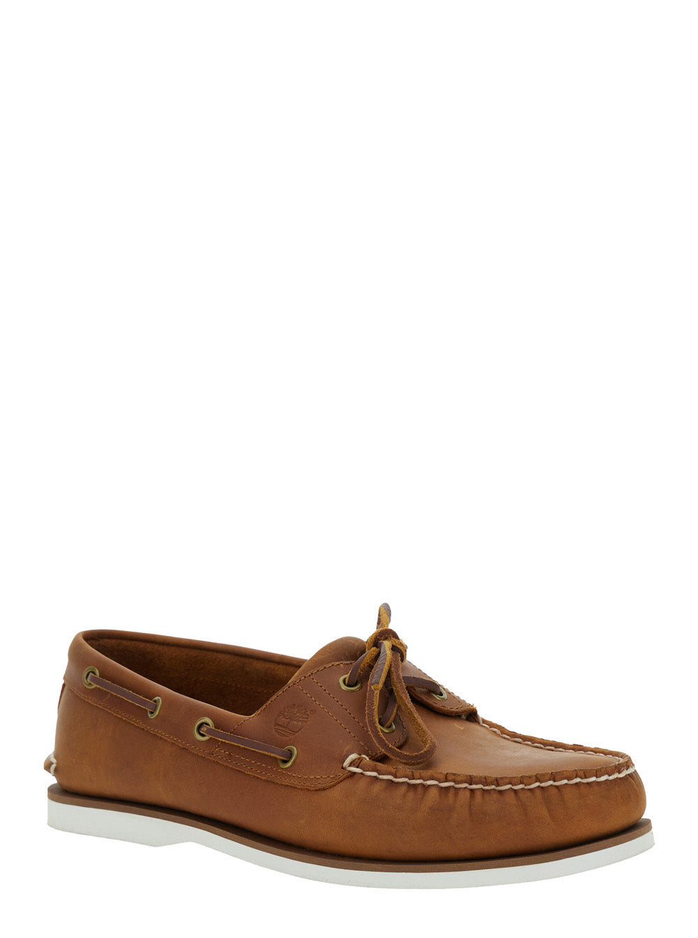 Brown Loafers with Bow Detail on the Front and Embossed Logo Side in Leather Man