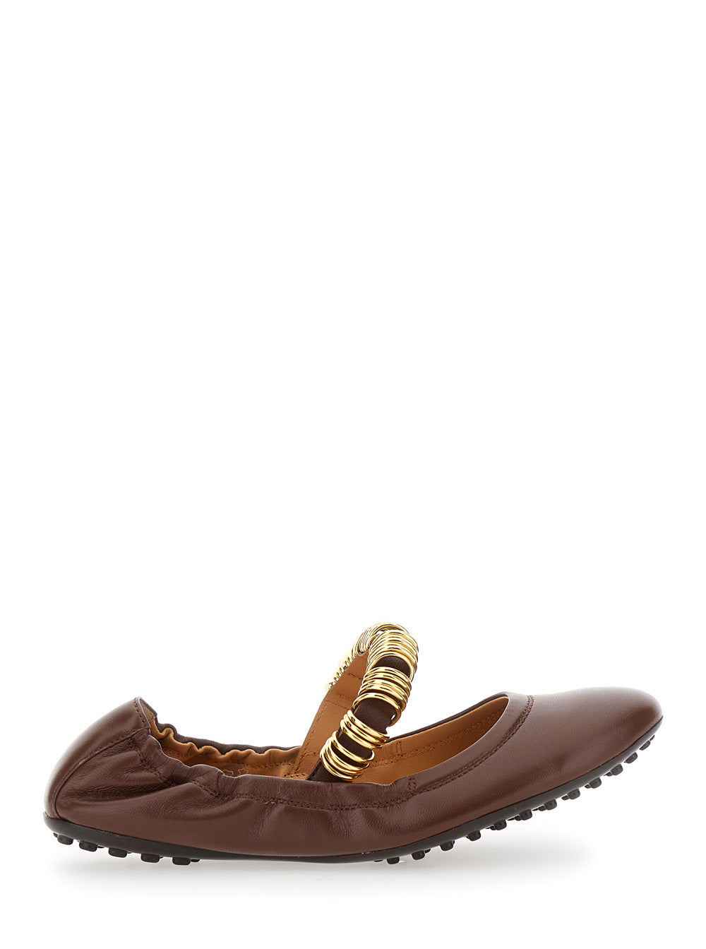 Dee Brown Ballerinas with Decorative Rings on the Front in Leather Woman Goat