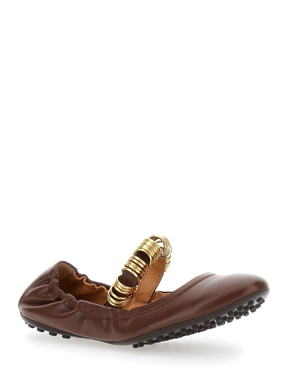 Dee Brown Ballerinas with Decorative Rings on the Front in Leather Woman Goat