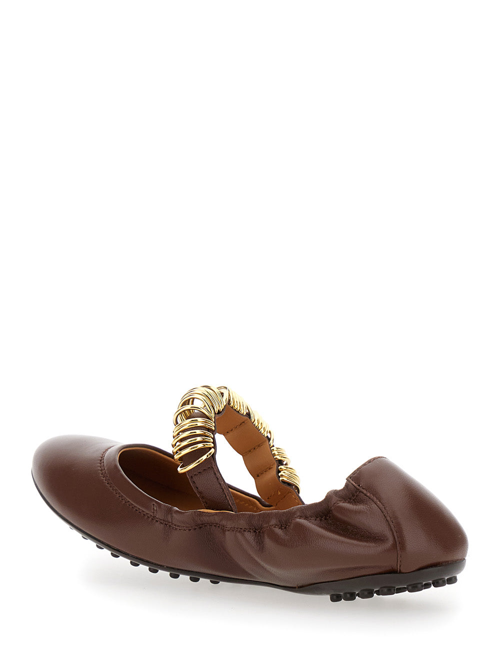 Dee Brown Ballerinas with Decorative Rings on the Front in Leather Woman Goat