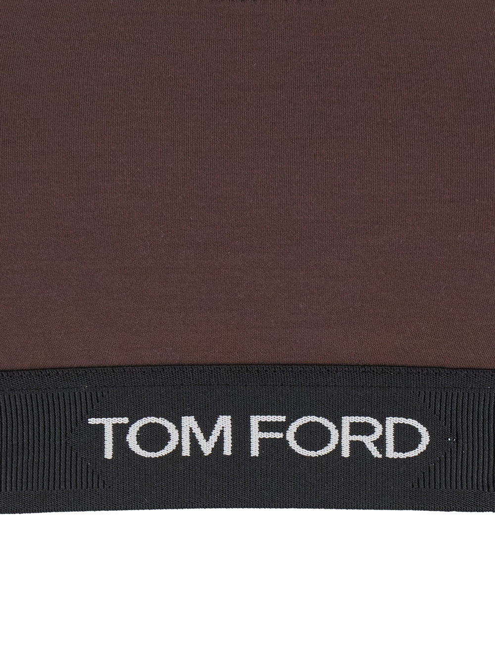 Brown Bralette With Contrasting Logo Print Stretch Modal Woman Elastane Tops