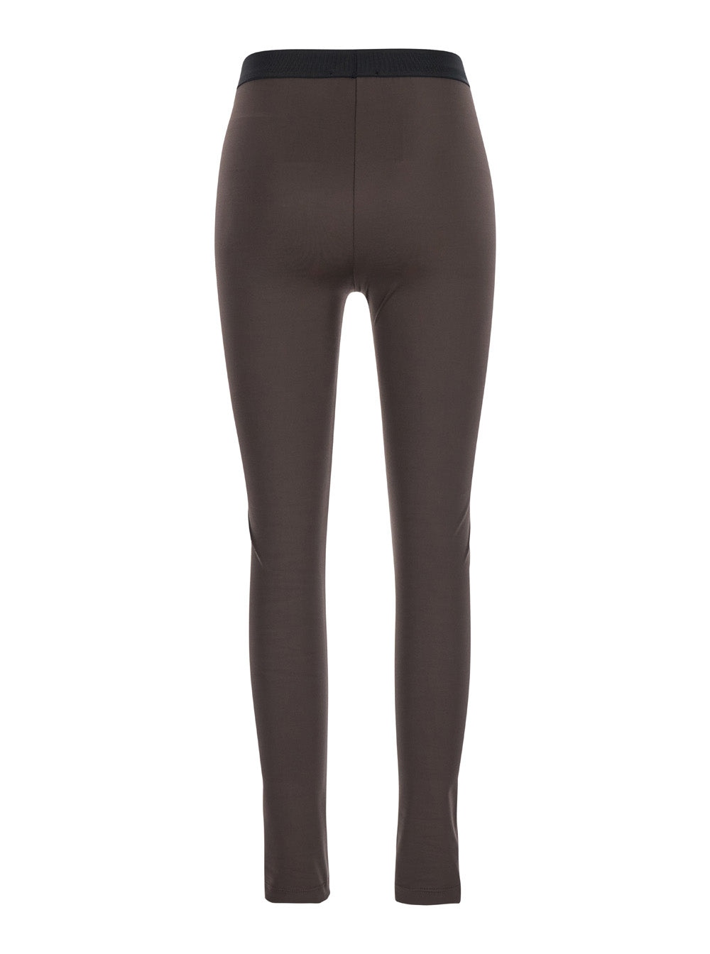 Signature Brown Leggings With Logo Lettering On The Waist Jersey Stretch Woman Polyamide Elastane Trousers