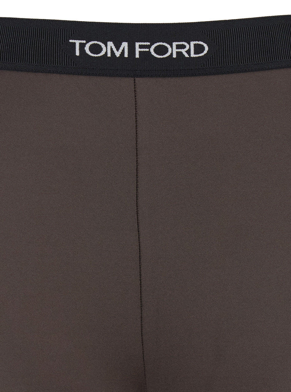 Signature Brown Leggings With Logo Lettering On The Waist Jersey Stretch Woman Polyamide Elastane Trousers