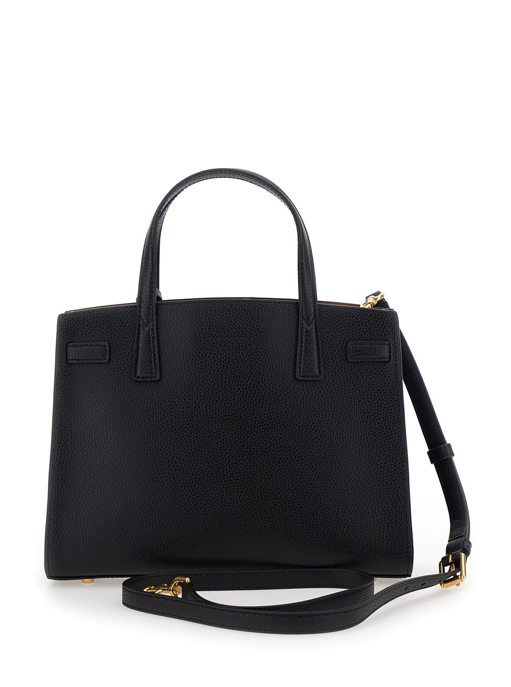 Robinson Black Handbag With Logo Plaque On The Front And Luggage Tag Leather Woman Cow Hand Bags