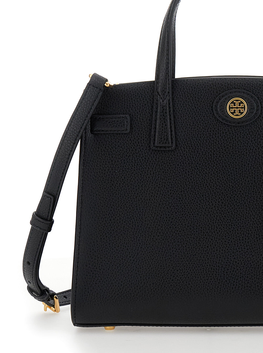 Robinson Black Handbag With Logo Plaque On The Front And Luggage Tag Leather Woman Cow Hand Bags