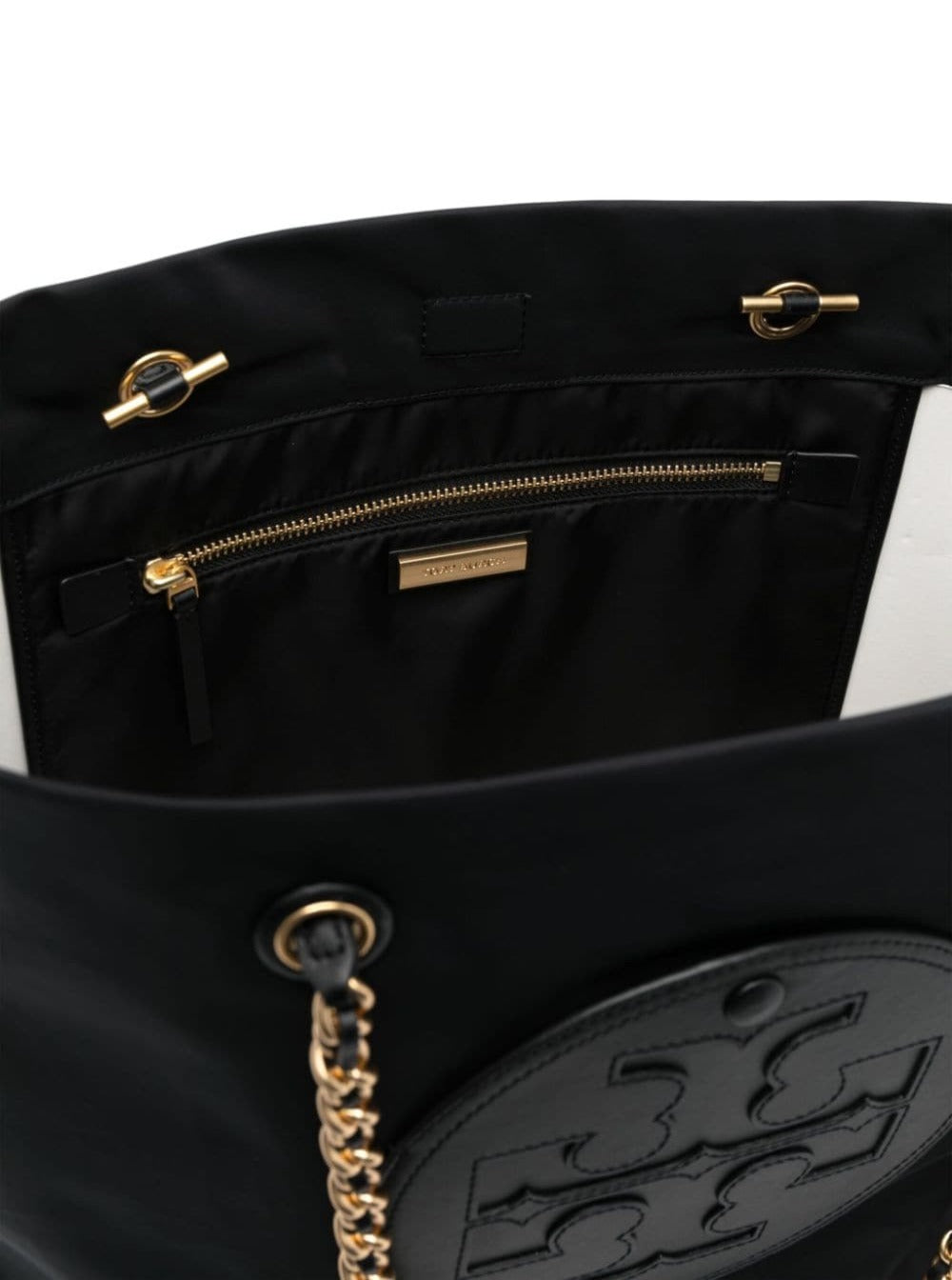 Ella Black Tote Bag With Logo Patch Nylon Woman