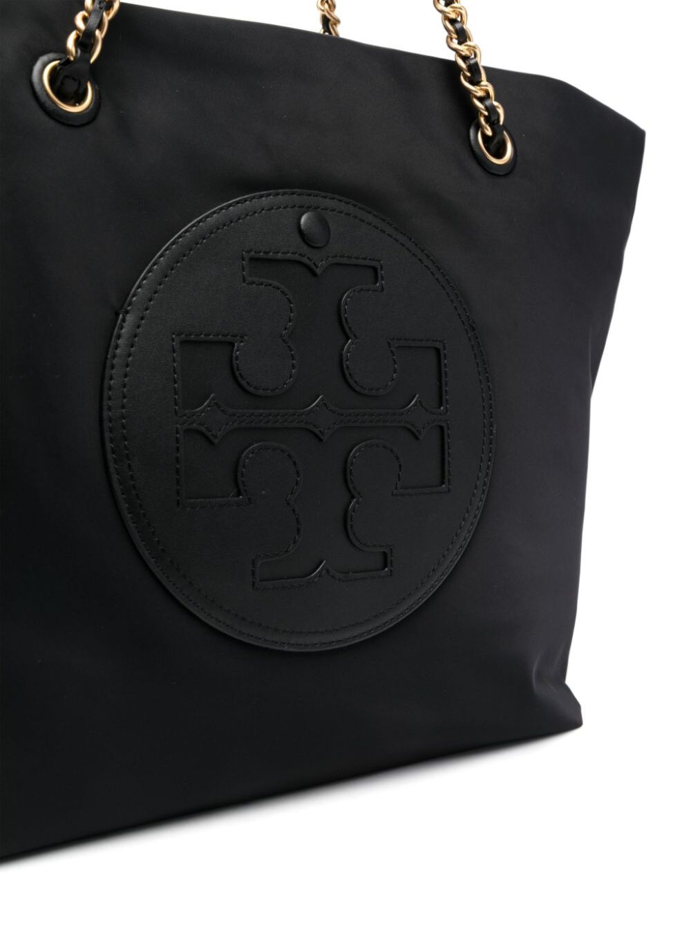 Ella Black Tote Bag With Logo Patch Nylon Woman
