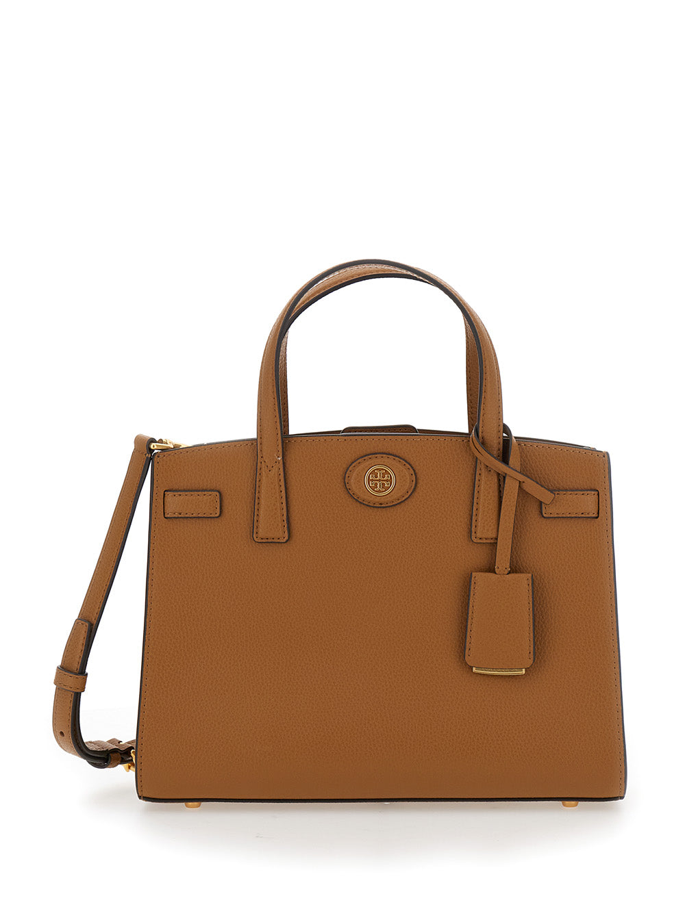 Robinson Brown Handbag With Logo Plaque On The Front And Luggage Tag Leather Woman Cow Hand Bags