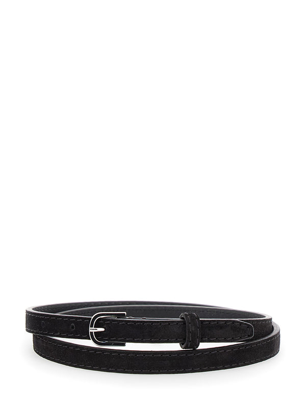 Brown Suede Belt With Logo Detail