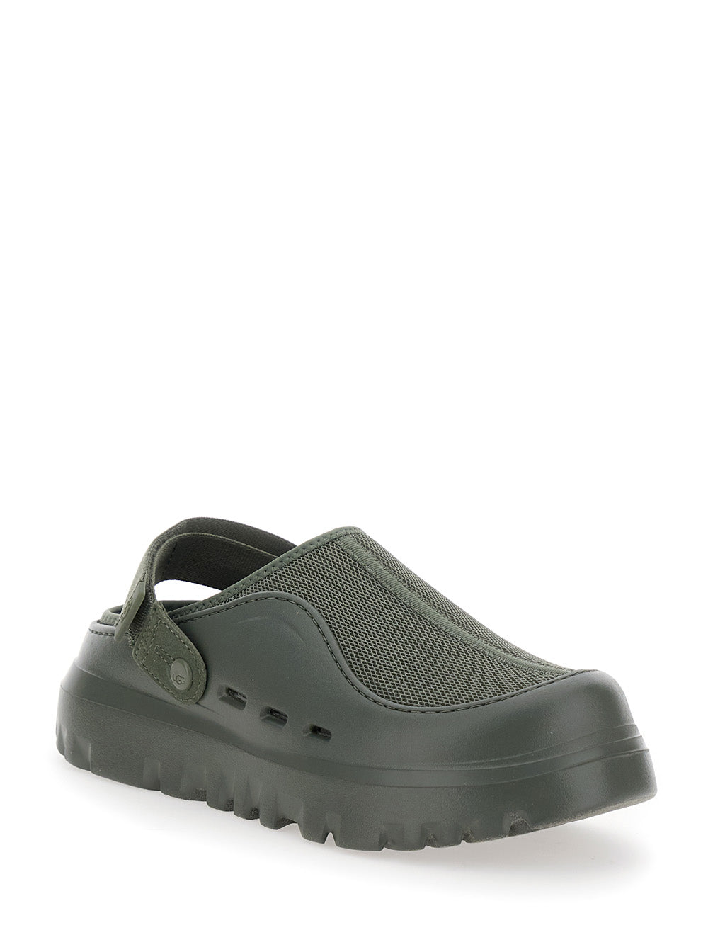 Peakmod Green Mules with Adjustable Strap and Lug Sole in Tech Fabric Man Flat Shoes
