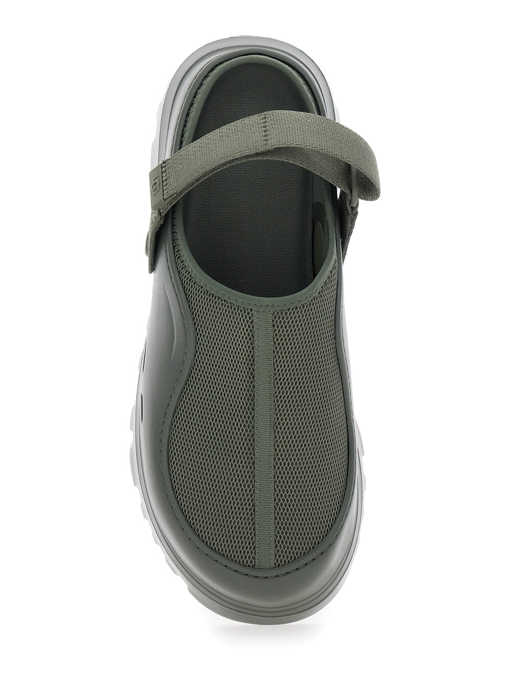 Peakmod Green Mules with Adjustable Strap and Lug Sole in Tech Fabric Man Flat Shoes