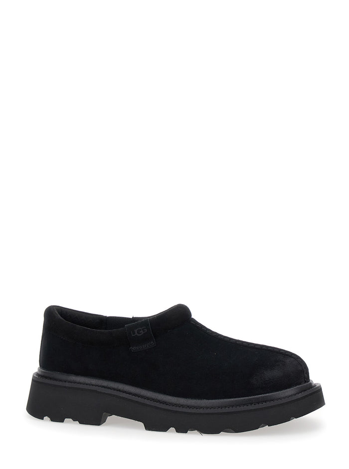 Tasman Black Mule with Raised Sole in Suede Man Flat Shoes