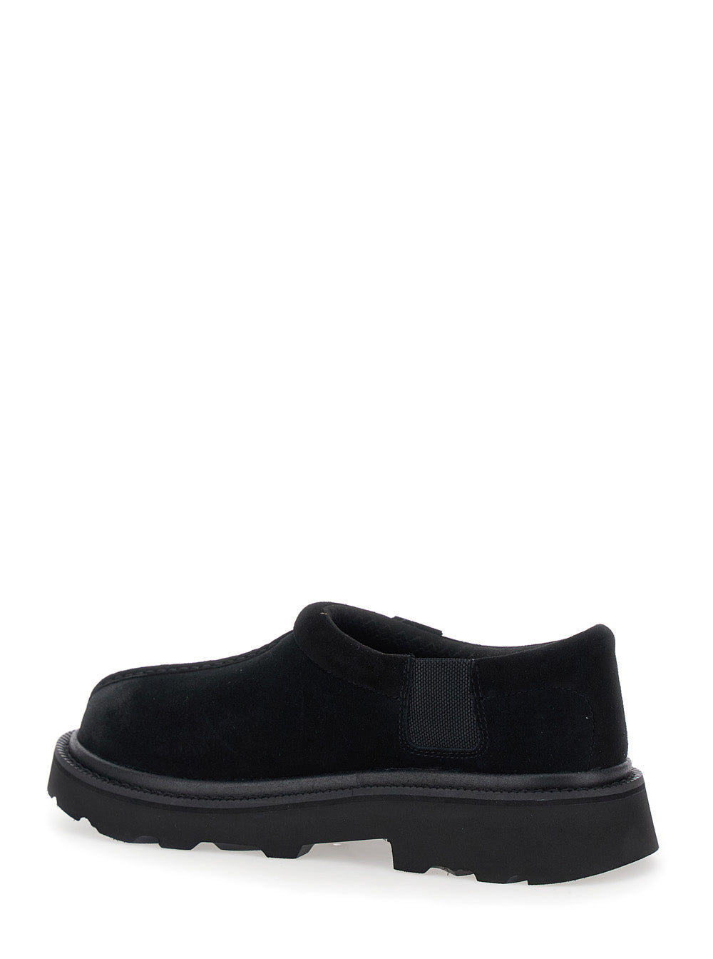 Tasman Black Mule with Raised Sole in Suede Man Flat Shoes