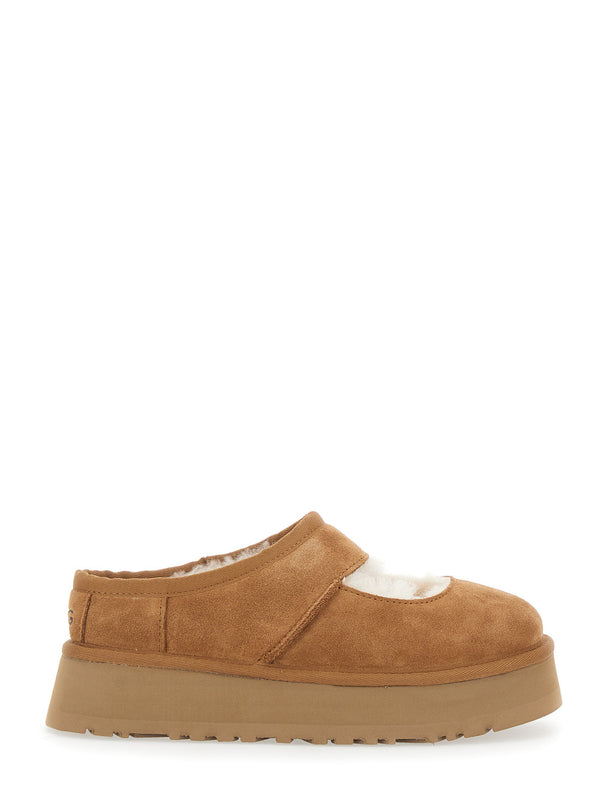 Brown Suede Mules With Cut-Out Detail Sheep Leather