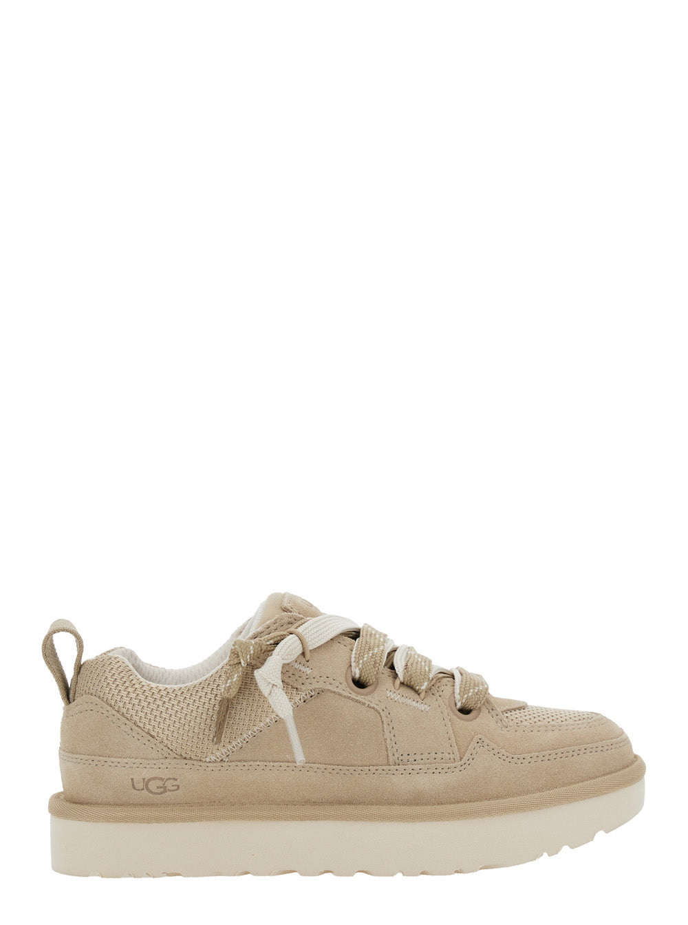 Lo Lowmel Beige Sneakers With Mesh Inserts And Logo On The Side Suede Woman