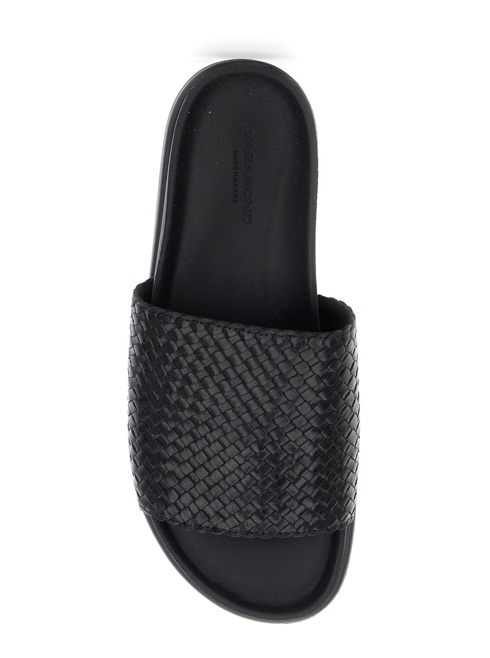 Black Sandals with Braided Design in Leather Woman Flat Shoes